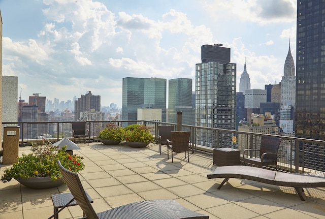 view of patio with a city view