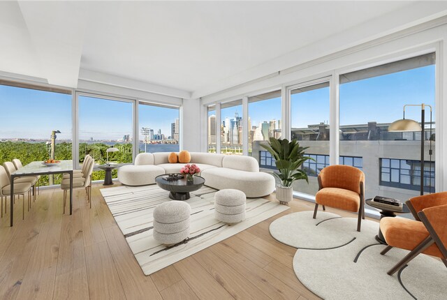 sunroom with a view of city and a healthy amount of sunlight