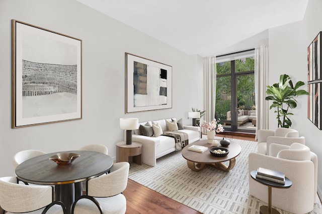 living room with hardwood / wood-style floors