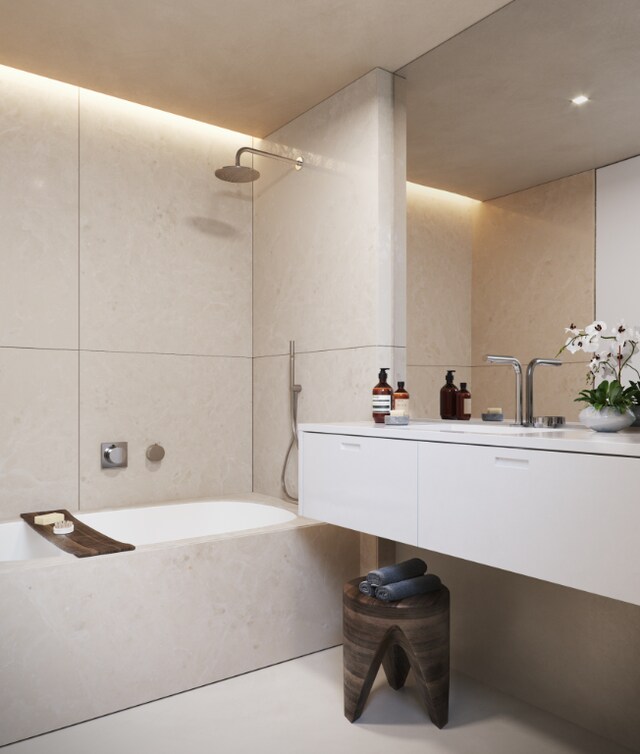 bedroom with wooden walls and light hardwood / wood-style floors