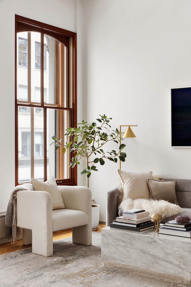 living room with wood finished floors
