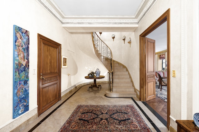 entryway with ornamental molding