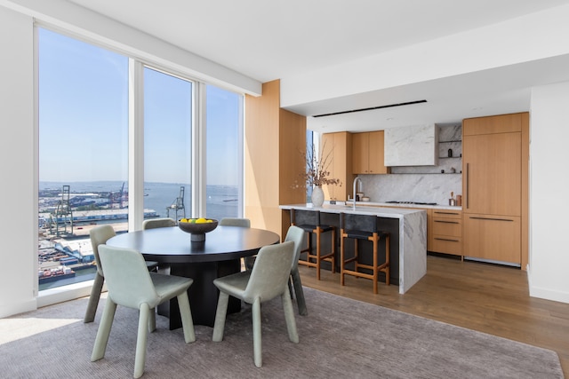 dining room featuring a wealth of natural light, baseboards, and wood finished floors