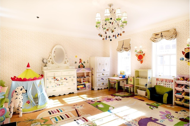 7 E 69th St, New York City, NY 10021 - recreation room featuring wallpapered walls and wood finished floors
