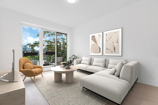 living room with wood-type flooring