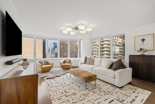 living room featuring light hardwood / wood-style floors