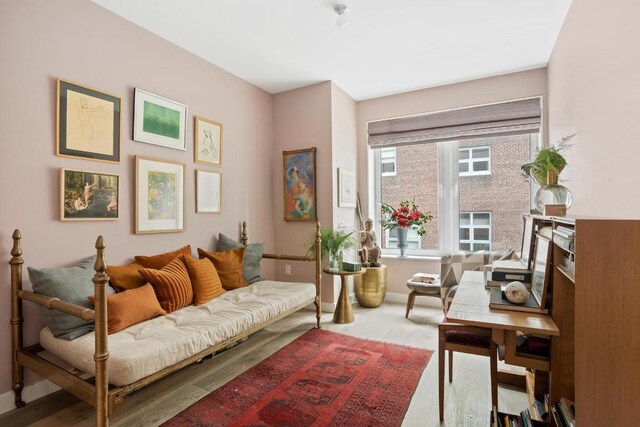 bedroom featuring light wood-type flooring