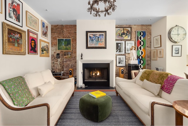 308 E 30th St Unit 1, New York City, NY 10016 - living area with a fireplace with flush hearth and a chandelier