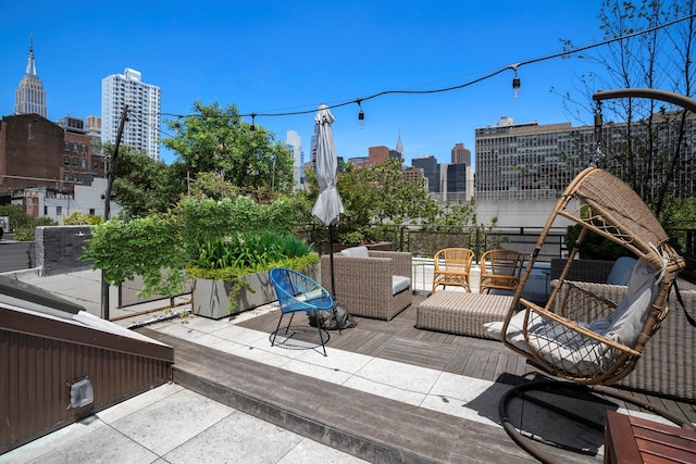 308 E 30th St Unit 1, New York City, NY 10016 - patio / terrace with a view of skyline and an outdoor living space
