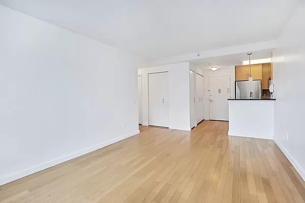 unfurnished living room with light wood-type flooring