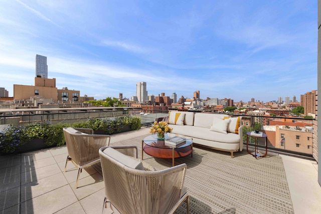 view of patio / terrace featuring a balcony and outdoor lounge area