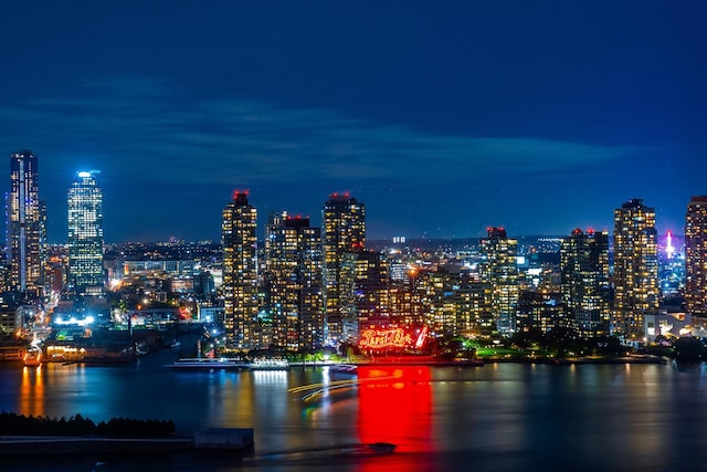 view of city with a water view