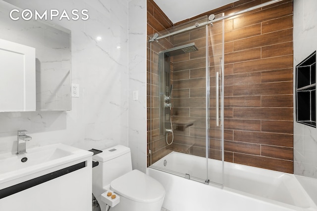 340 Chauncey St Unit Ph4, New York City, NY 11233 - bathroom with enclosed tub / shower combo, vanity, and toilet