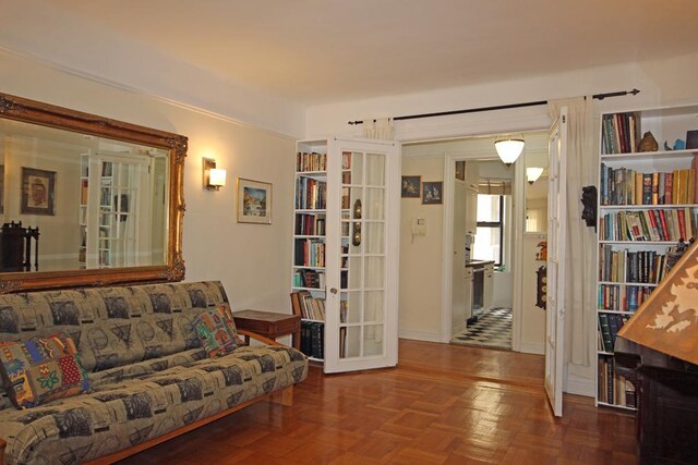 living room featuring french doors