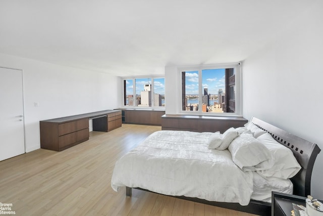 bedroom with light hardwood / wood-style floors