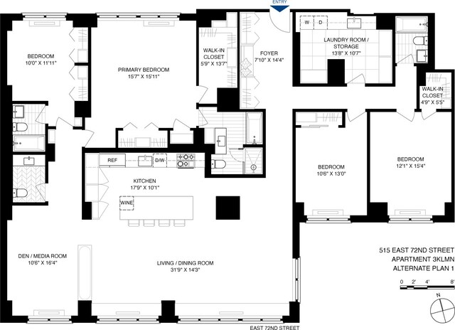 515 E 72nd St Unit 3Klmn, New York City, NY 10021 - room layout