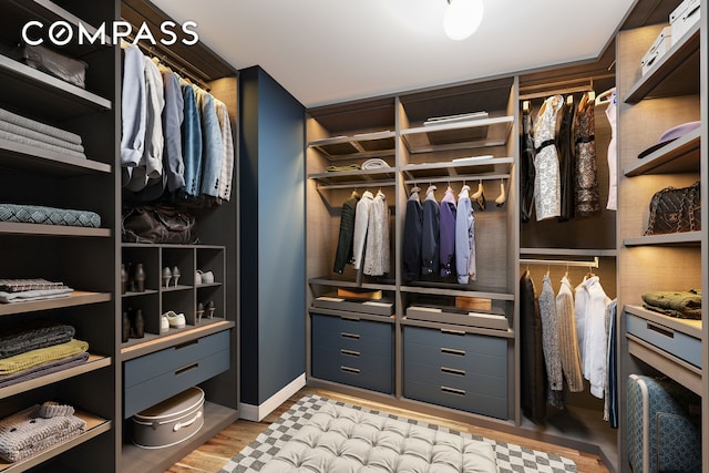 spacious closet with light wood-type flooring