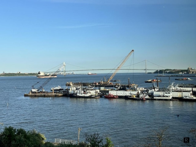 water view with a boat dock