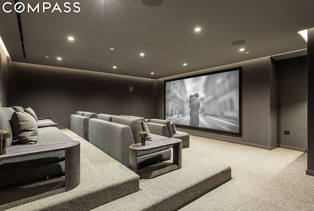 view of carpeted home theater