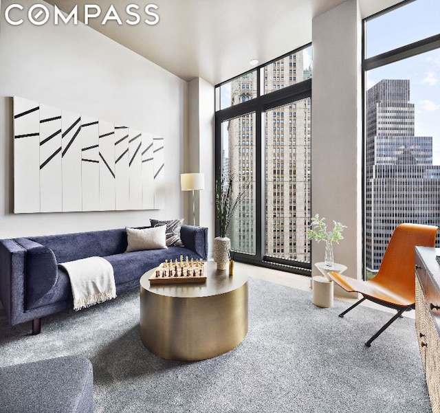 living room featuring floor to ceiling windows and plenty of natural light