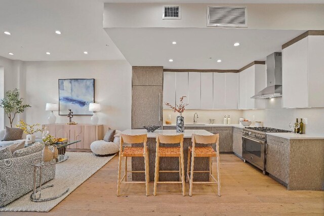 living room with light hardwood / wood-style floors