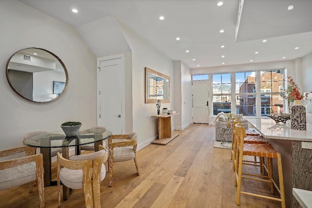 dining area featuring light hardwood / wood-style flooring