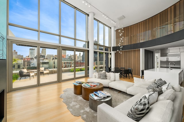 common area with a view of city and a sink