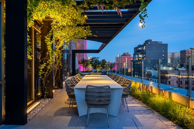 view of patio / terrace with a city view