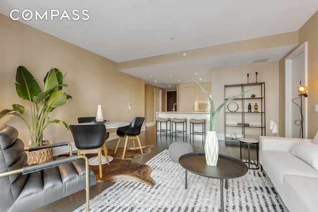 50 Riverside Blvd Unit 19F, New York City, NY 10069 - living area featuring wood finished floors and baseboards
