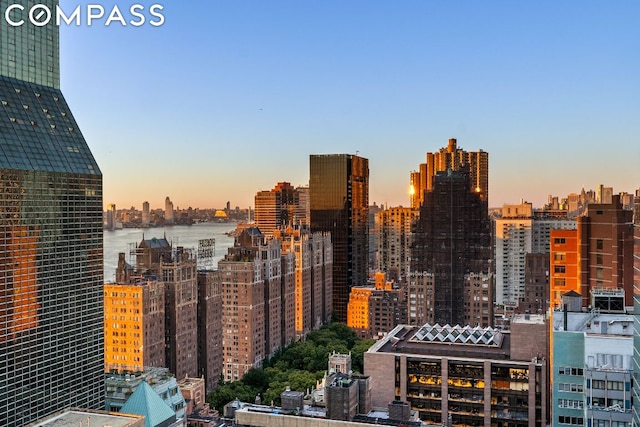 view of city with a water view