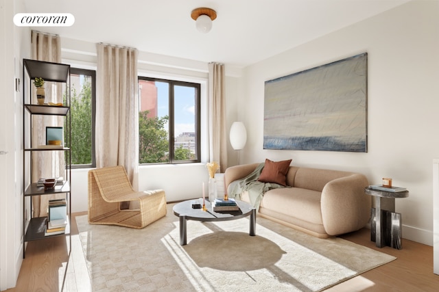 living area featuring hardwood / wood-style floors