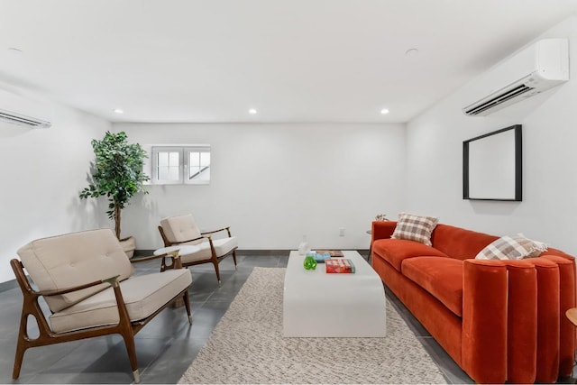 living room with a wall unit AC