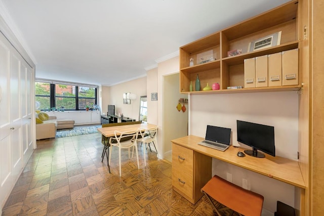 office featuring ornamental molding