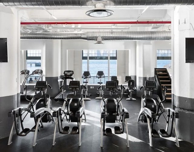 gym featuring a wealth of natural light