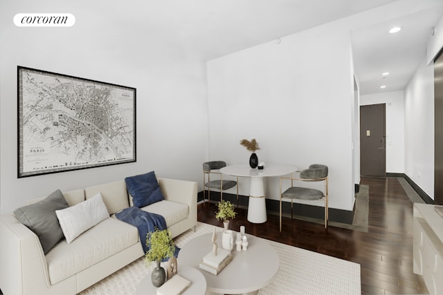 living room featuring dark hardwood / wood-style floors