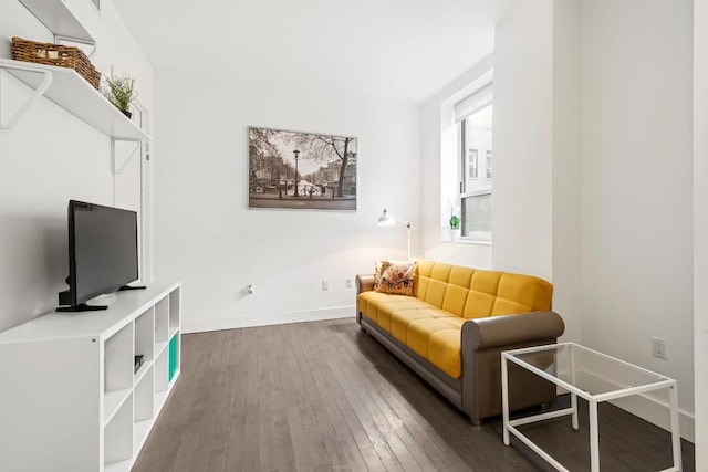 interior space with dark hardwood / wood-style floors