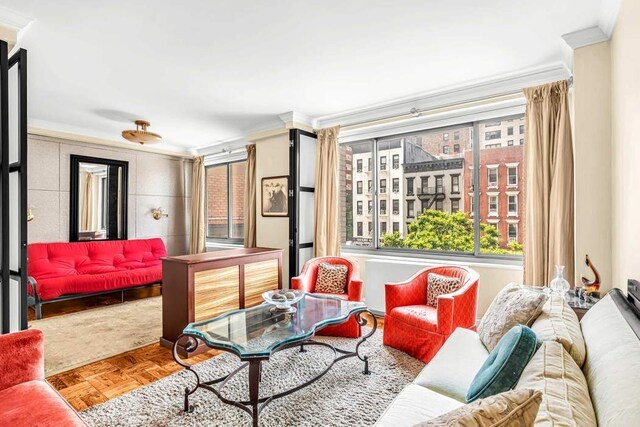 300 E 74th St Unit 3C, New York City, NY 10021 - living area featuring ornamental molding