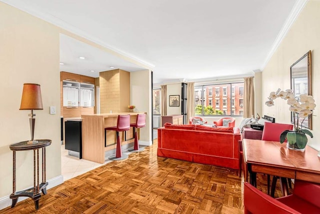 300 E 74th St Unit 3C, New York City, NY 10021 - living room with baseboards and ornamental molding