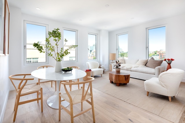 interior space with baseboards and light wood-style floors