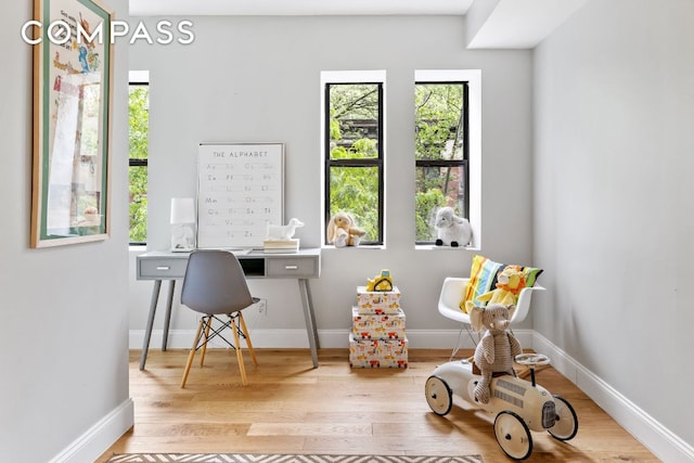 home office featuring light wood-type flooring