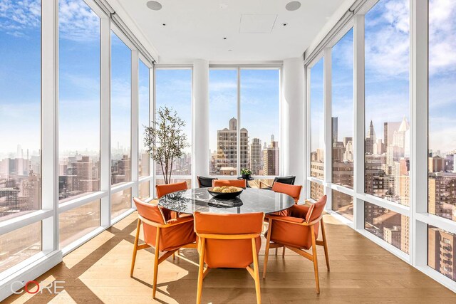 bedroom with expansive windows