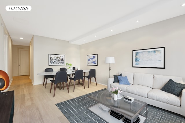 living room featuring light hardwood / wood-style floors