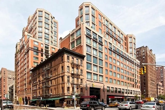 view of building exterior with a city view