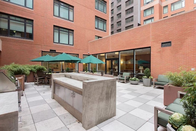 view of patio featuring an outdoor kitchen