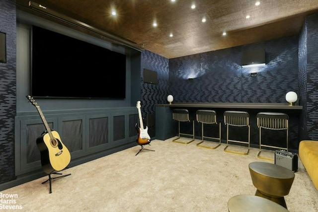 view of carpeted home theater room