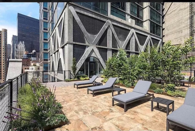 view of patio / terrace with a view of city