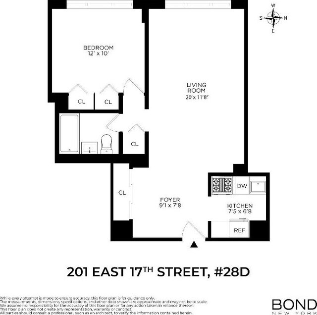 201 E 17th St Unit 28D, New York City NY, 10003, 1 bedrooms, 1 bath condo for sale