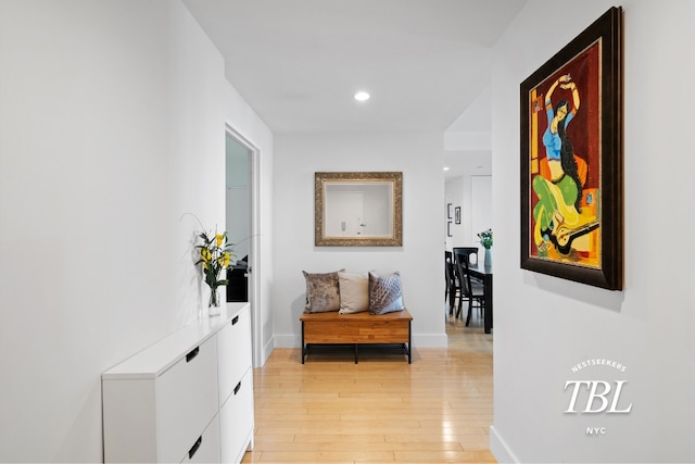 hall featuring light hardwood / wood-style flooring