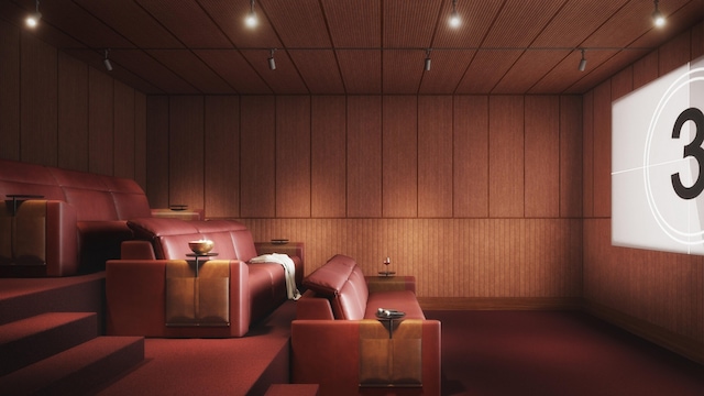 home theater with rail lighting