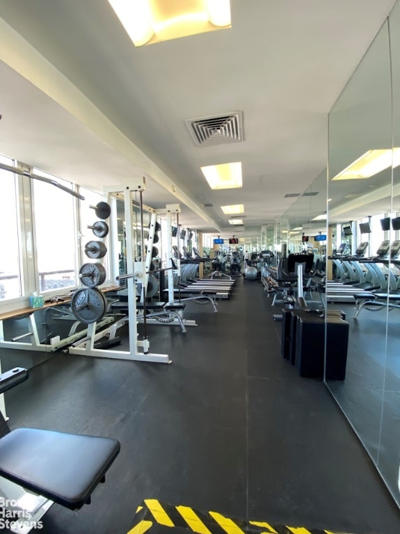 exercise room with expansive windows